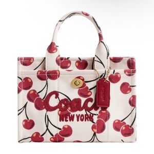 Coach Cherry Pattern Tote - Cream and Red- NWT